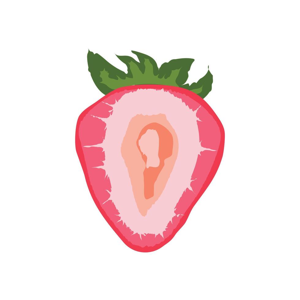 a strawberry with a bite taken out of it vector