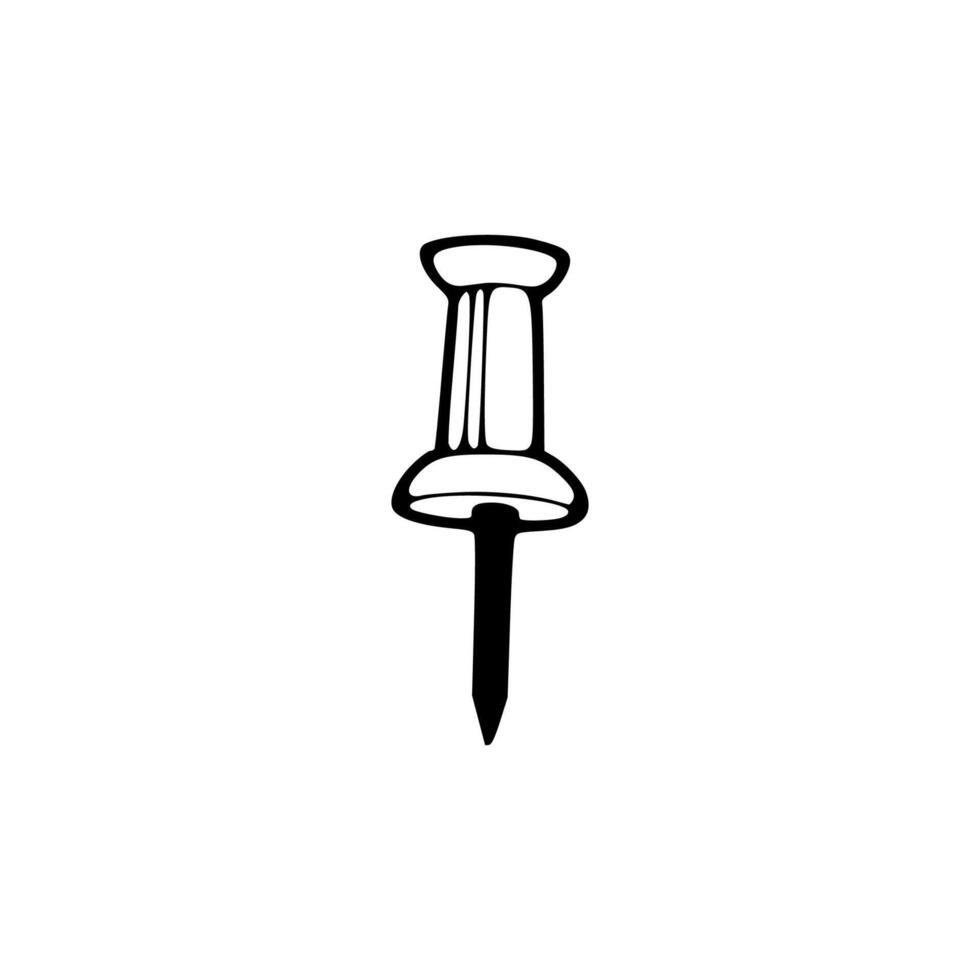 A black and white drawing of a pin on a white background vector