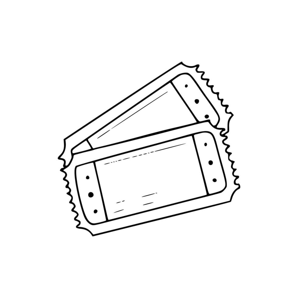 Two tickets are shown in a line drawing vector
