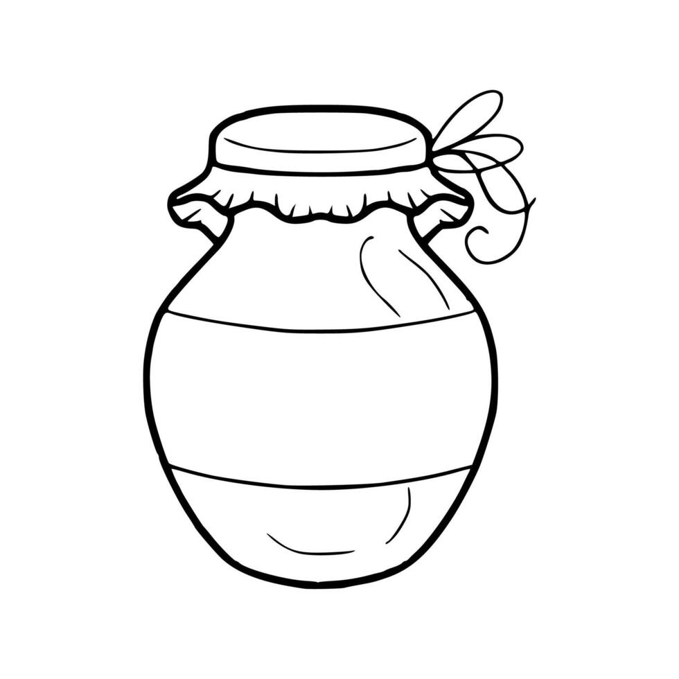 A jar of honey coloring page vector