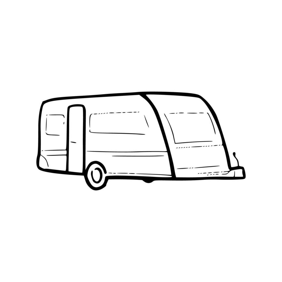 A drawing of a caravan on a white background vector