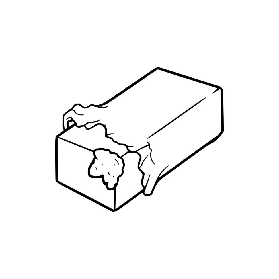 A black and white drawing of a piece of soap vector