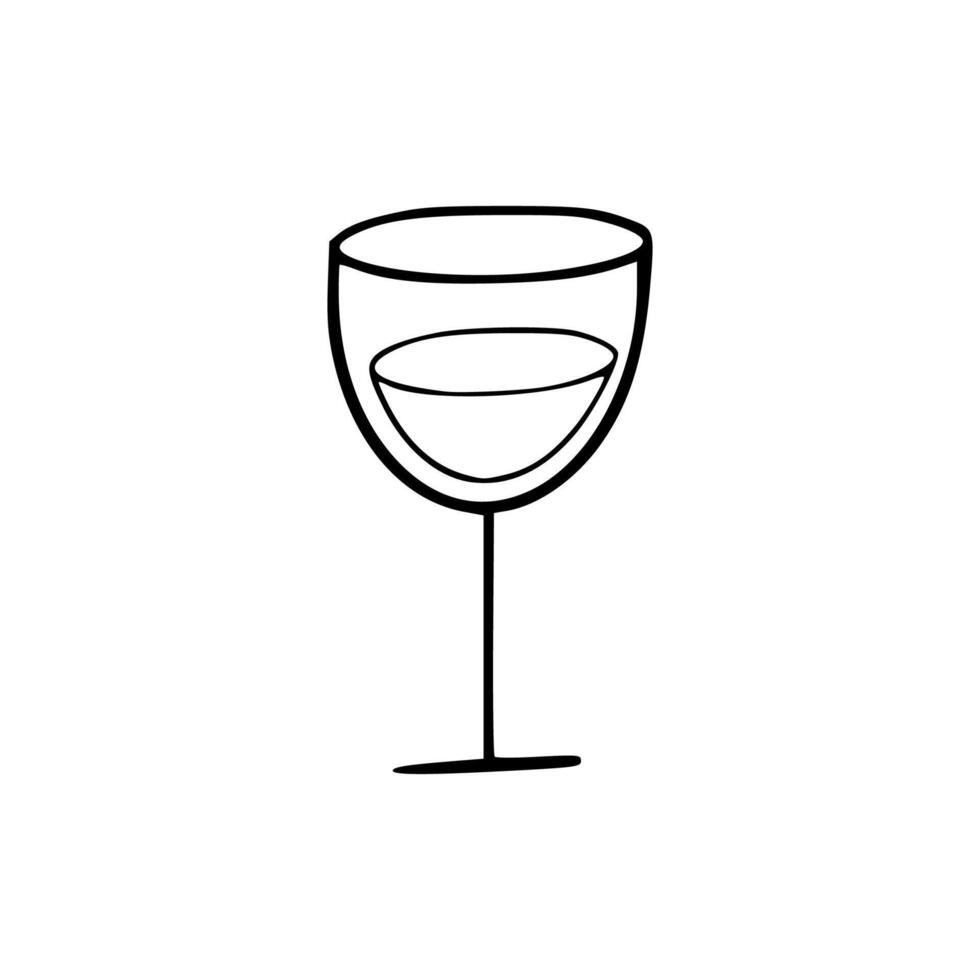 A drawing of a wine glass with a glass of wine vector
