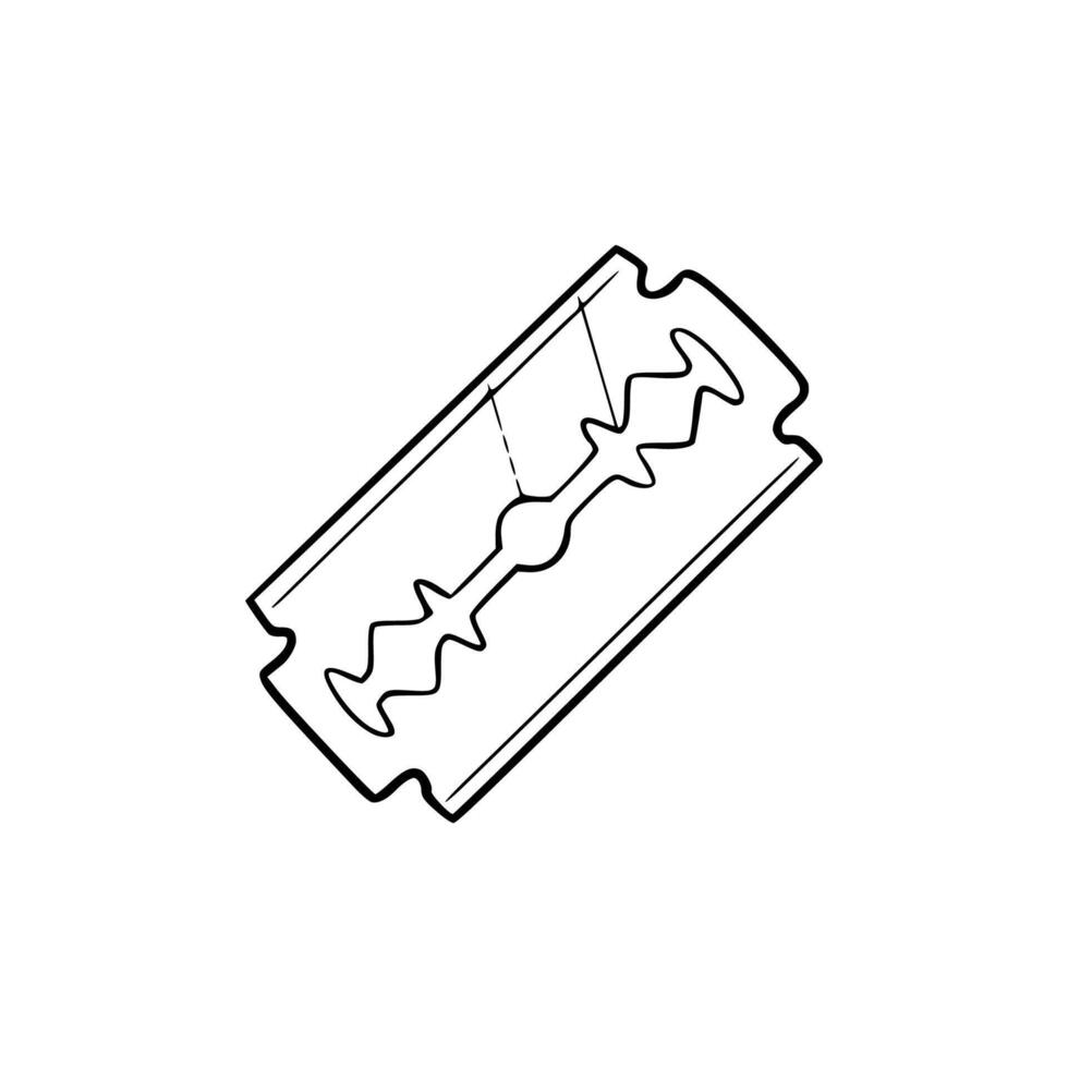 A black and white drawing of a razor blade vector