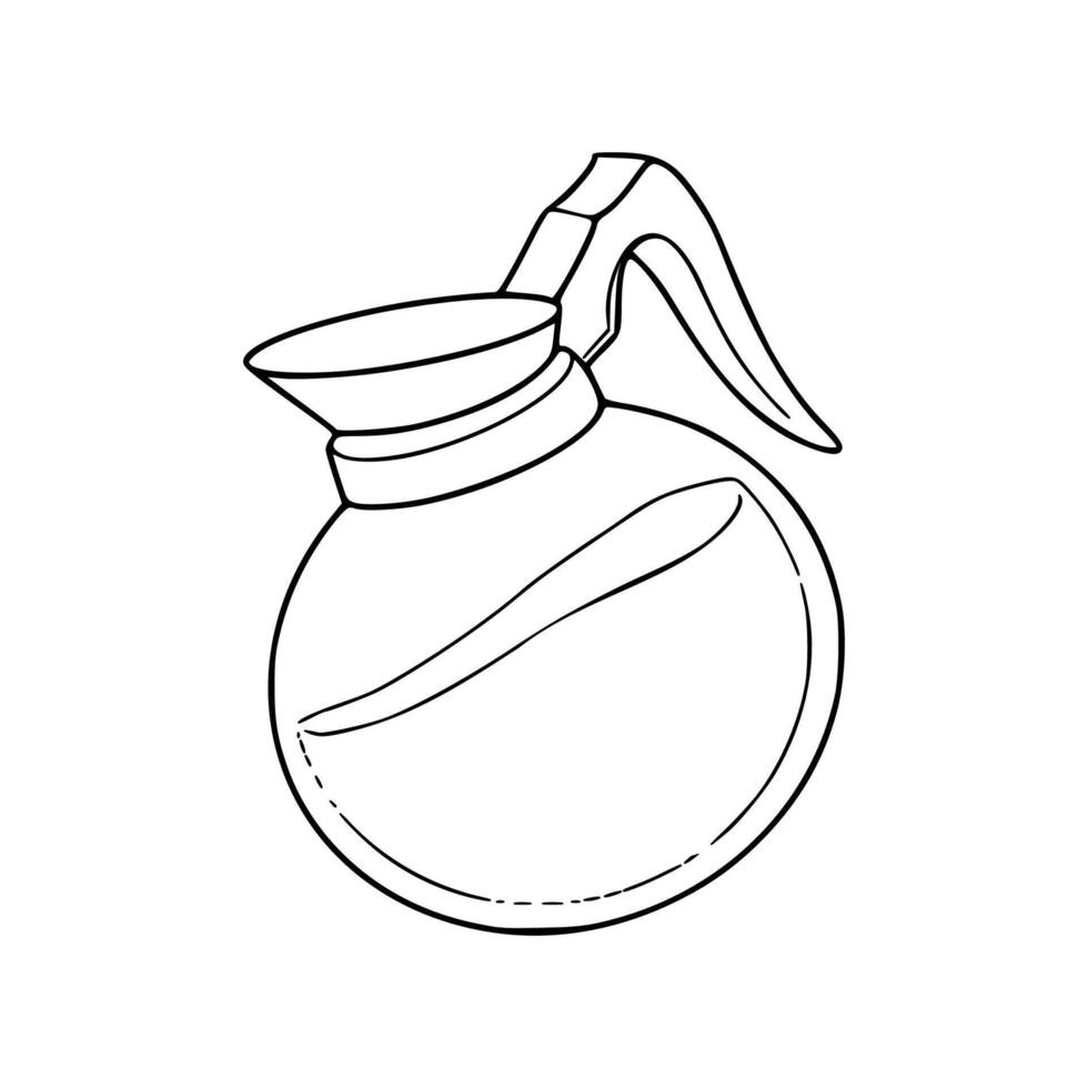 A black and white drawing of a jug with a handle vector