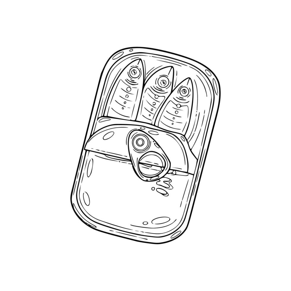 A can of tuna with a drawing of fish inside vector