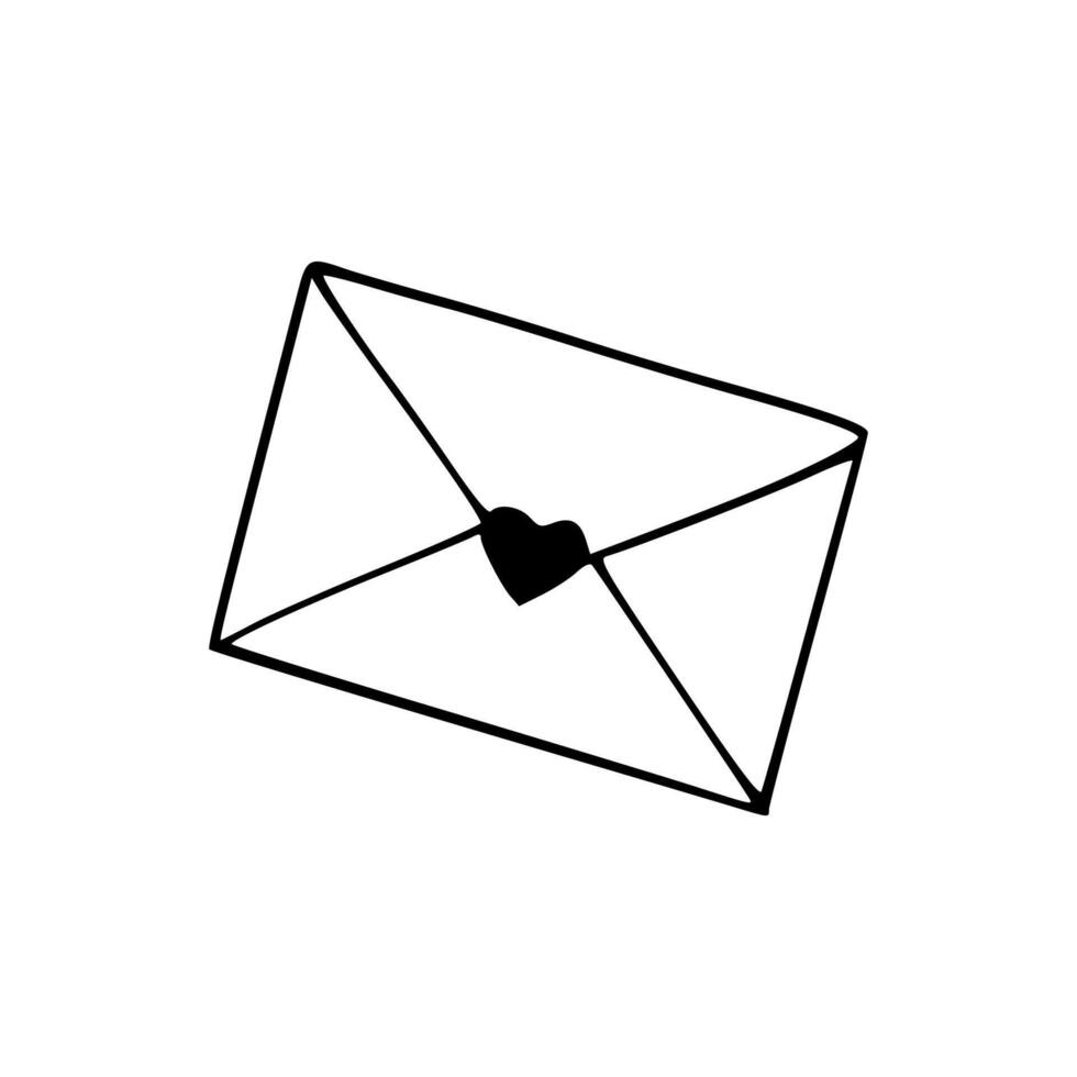An envelope with a heart inside on a white background vector