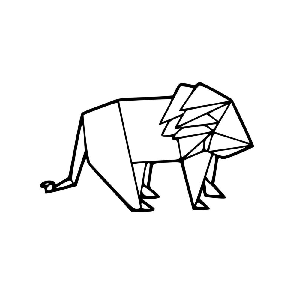 A black and white drawing of a lion vector