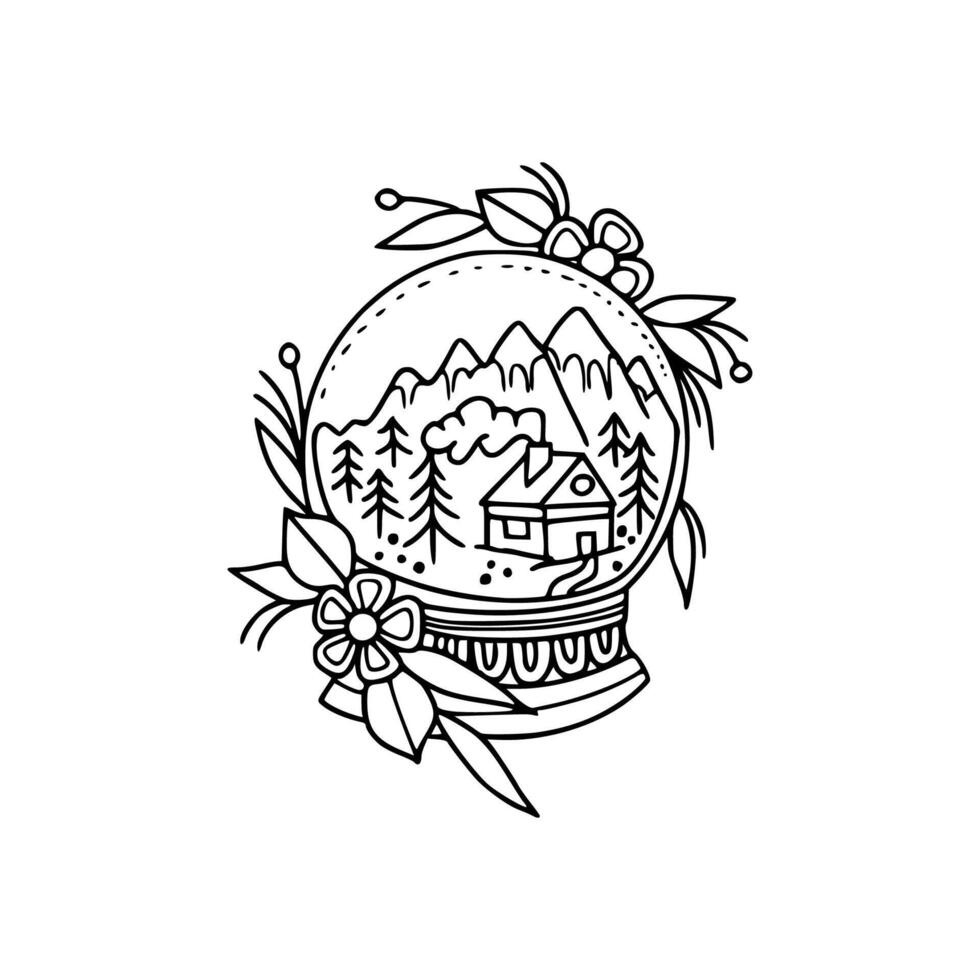 A snow globe with a house inside vector