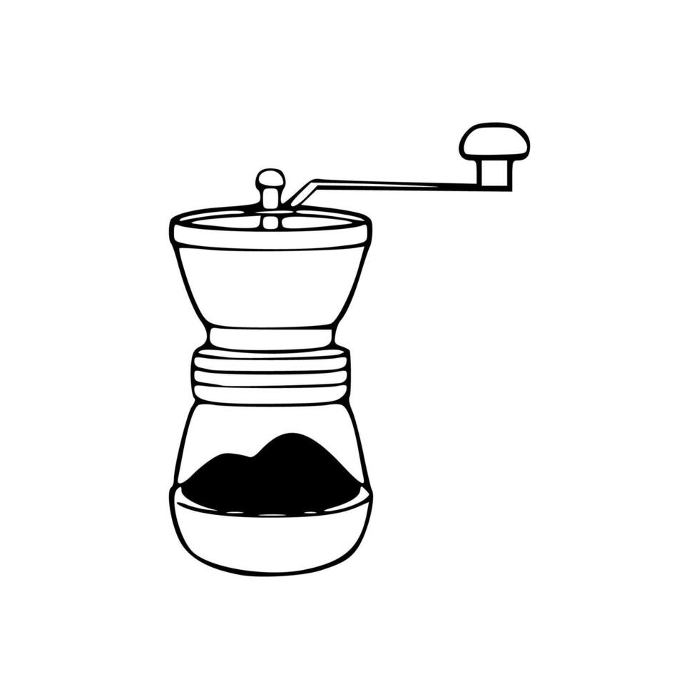 A black and white drawing of a coffee grinder vector