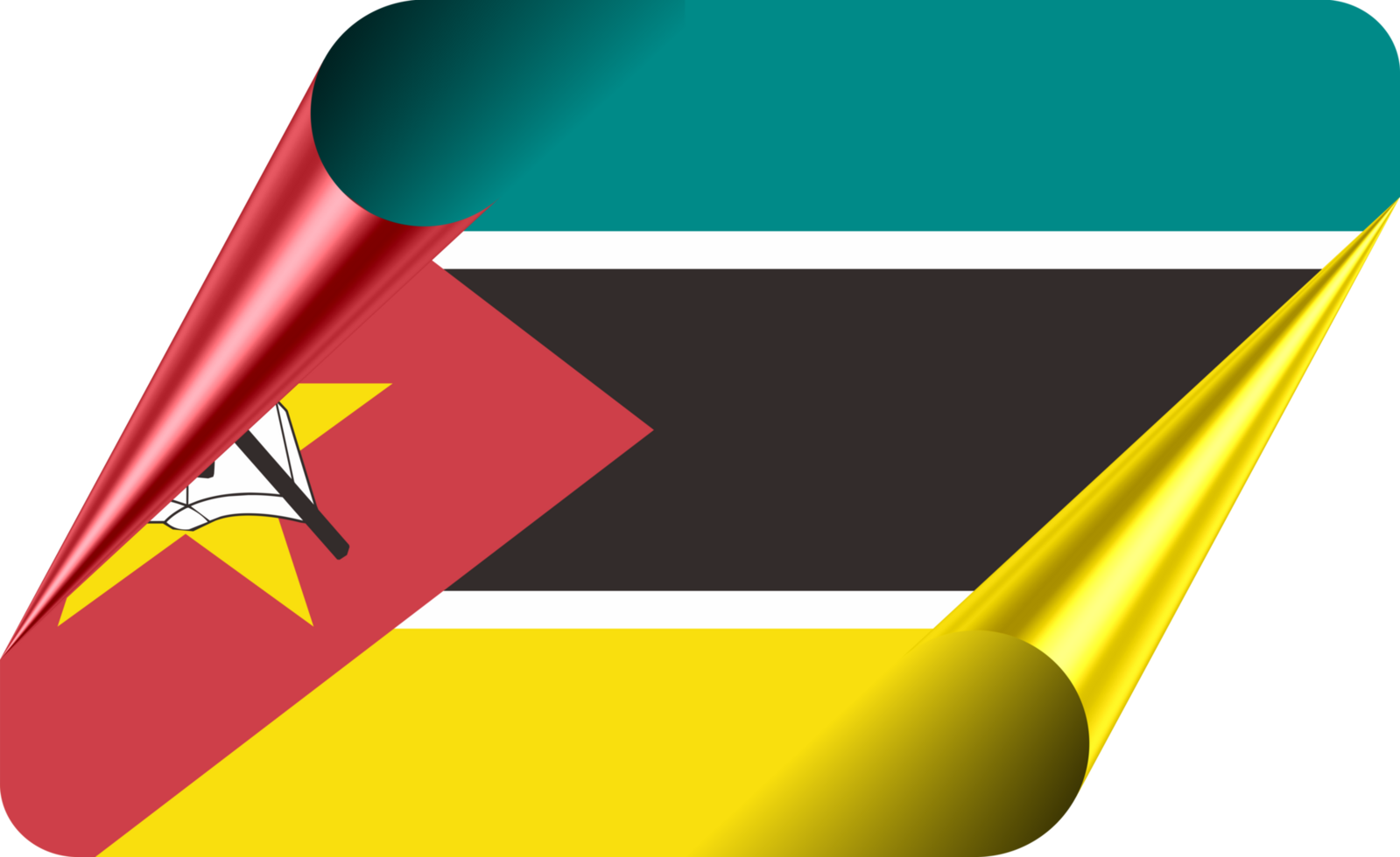 Mozambique Flag with Modern Folded Paper Effect png