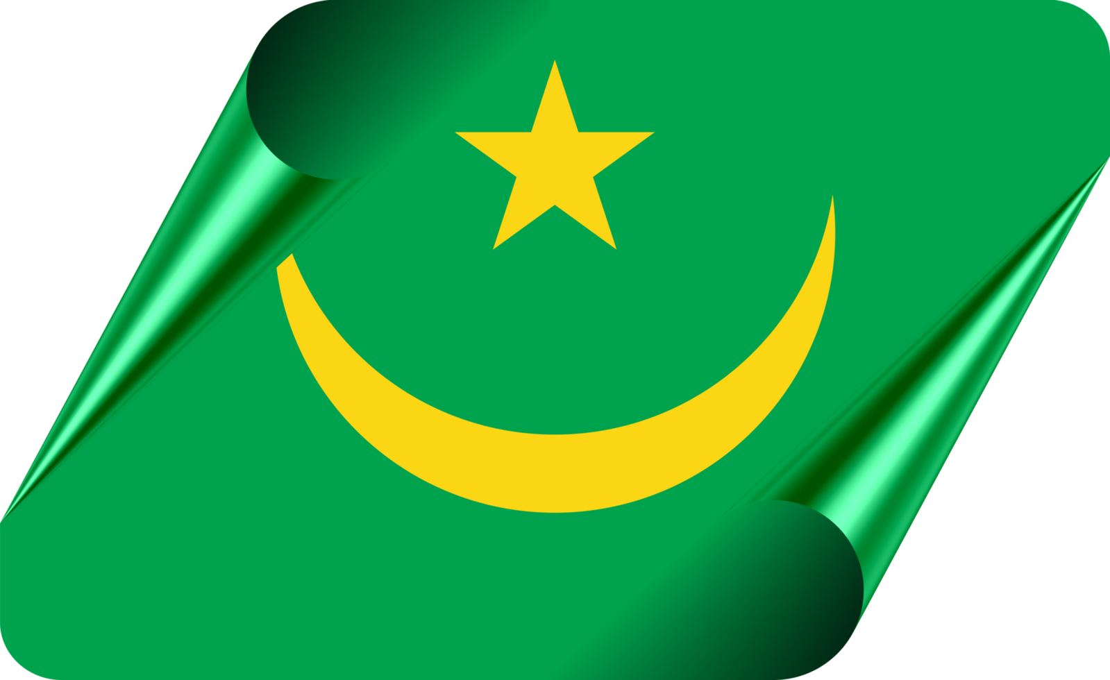 Mauritania Flag with Modern Folded Paper Effect png