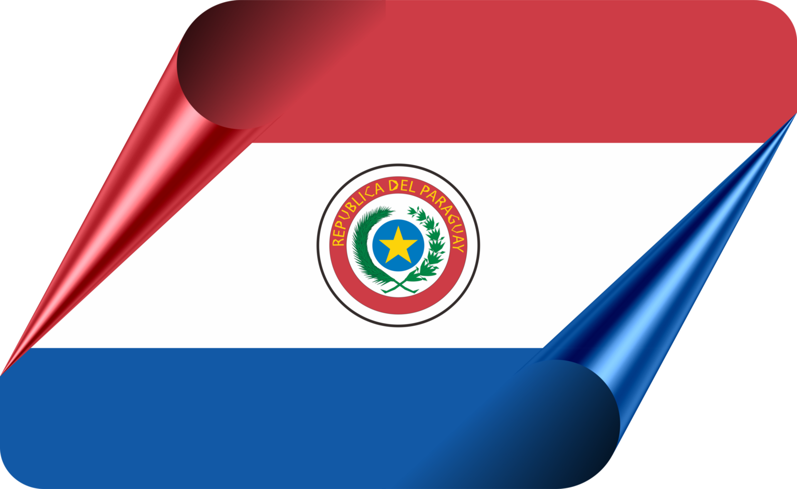 Paraguay Flag with Modern Folded Paper Effect png