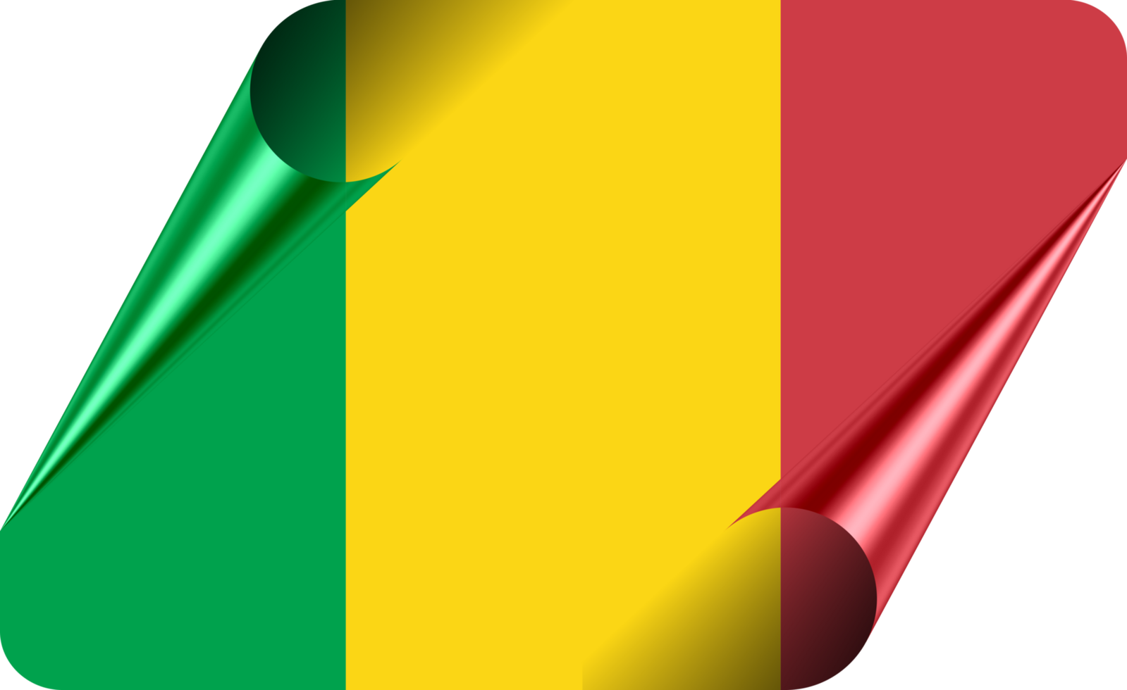 Mali Flag with Modern Folded Paper Effect png