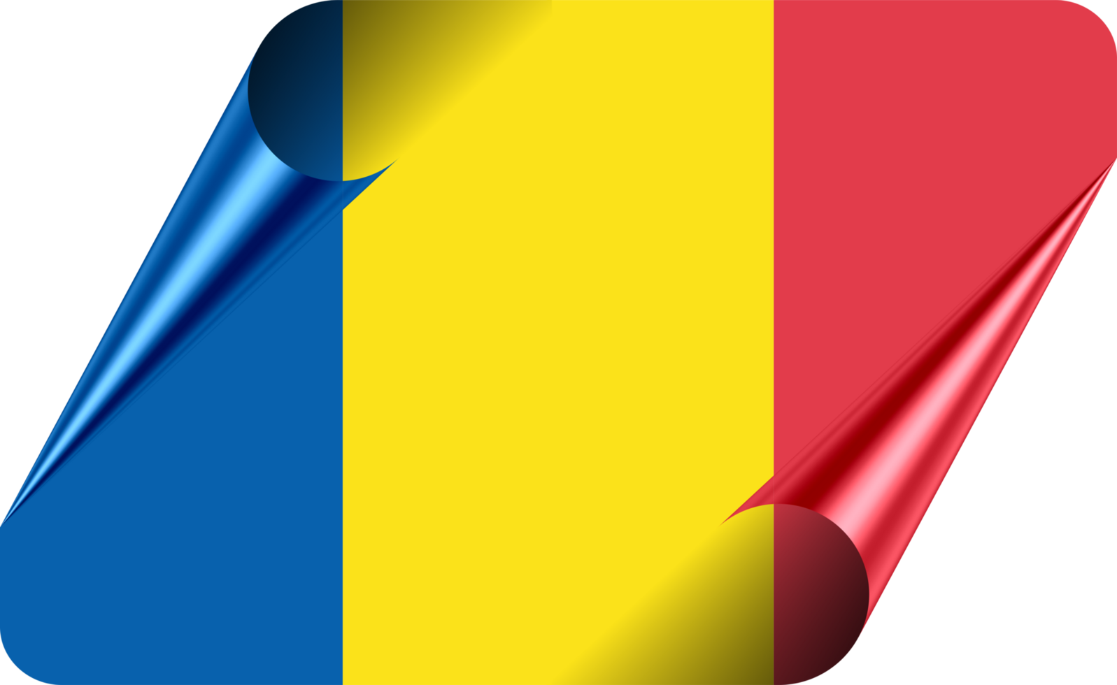 Romania Flag with Modern Folded Paper Effect png