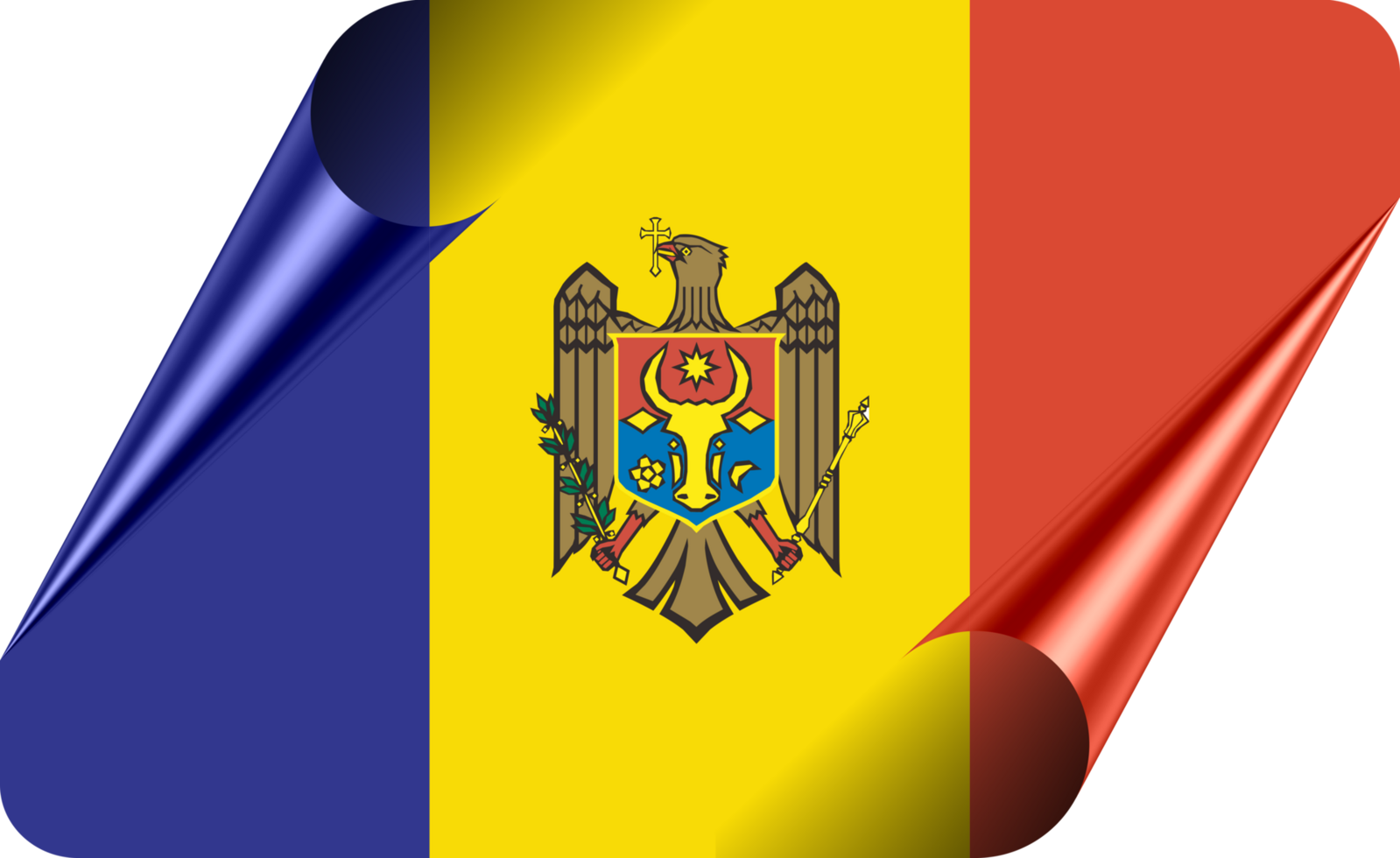 Moldova Flag with Modern Folded Paper Effect png