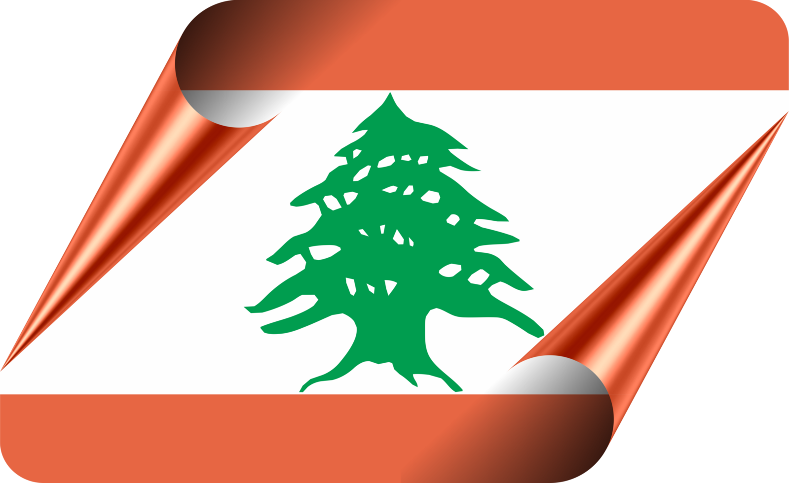 Lebanon Flag with Modern Folded Paper Effect png