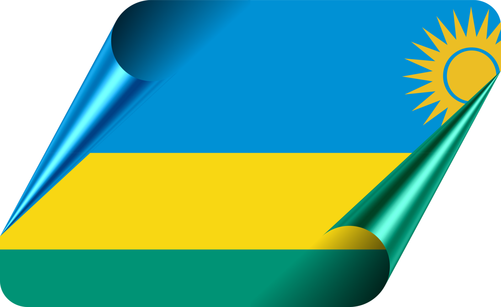 Rwanda Flag with Modern Folded Paper Effect png