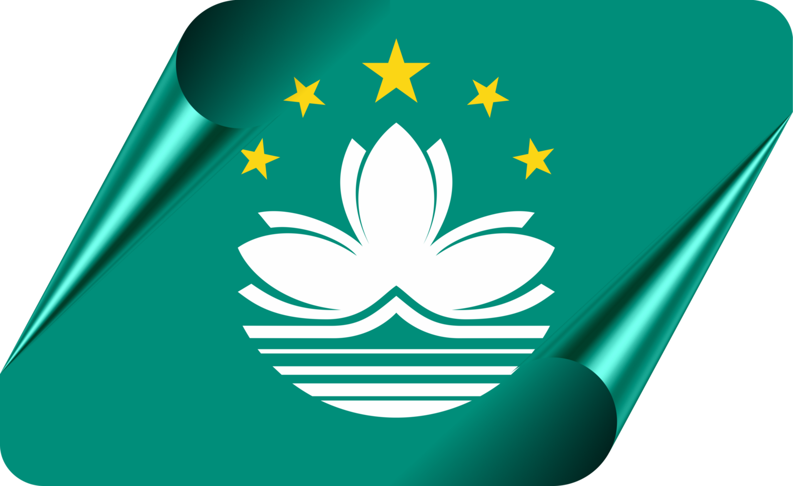 Macau Flag with Modern Folded Paper Effect png