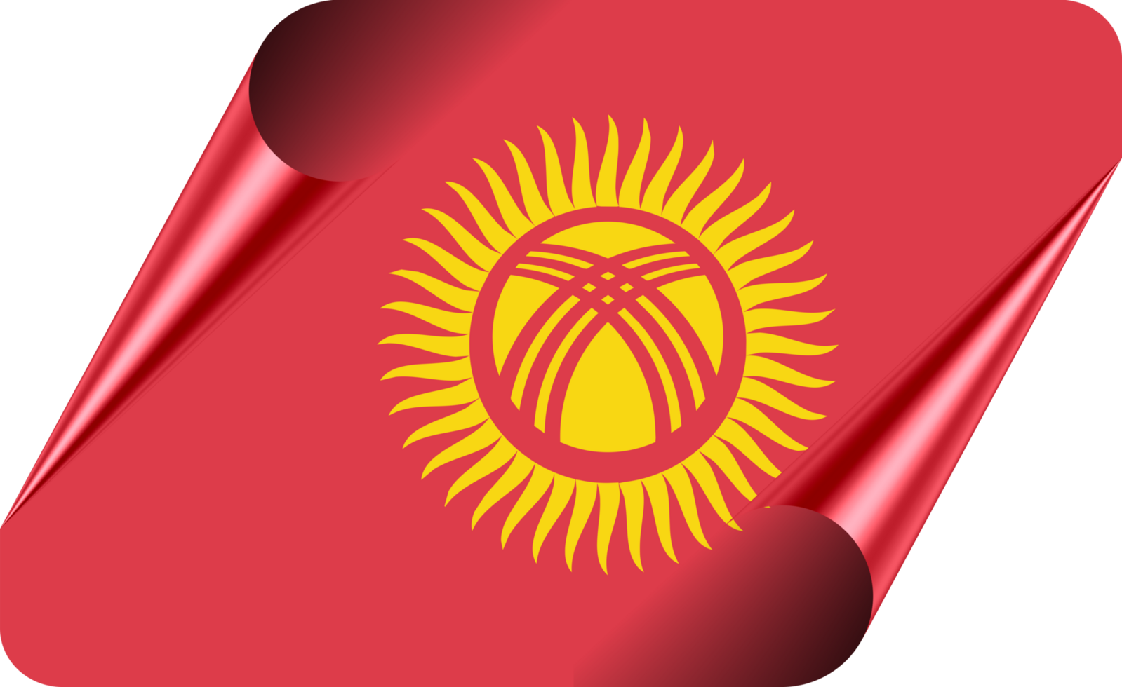Kyrgyzstan Flag with Modern Folded Paper Effect png