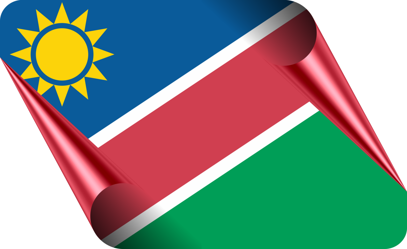 Namibia Flag with Modern Folded Paper Effect png