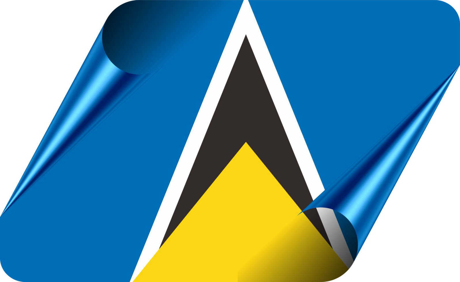 Saint Lucia Flag with Modern Folded Paper Effect png