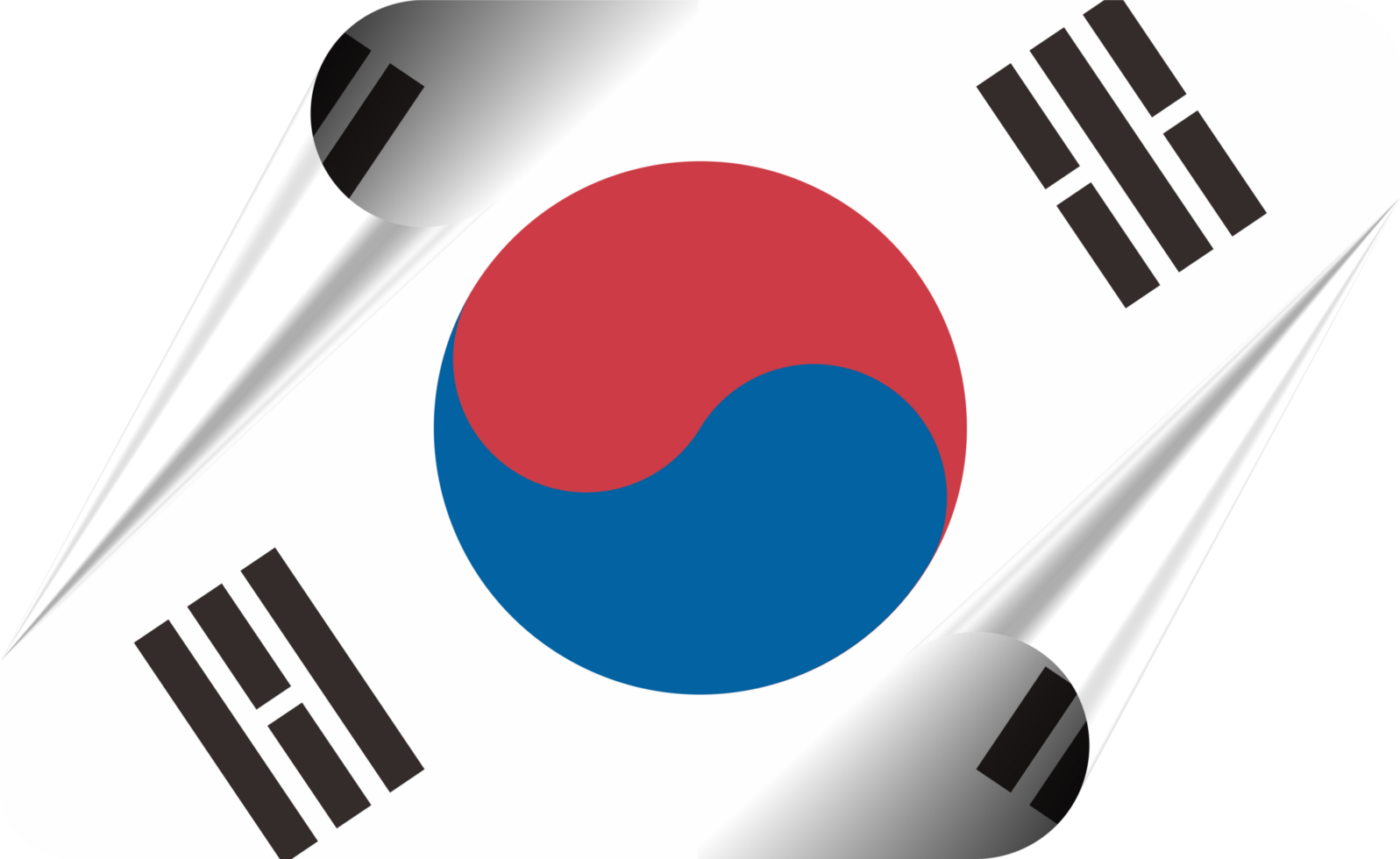 South Korea Flag with Modern Folded Paper Effect png
