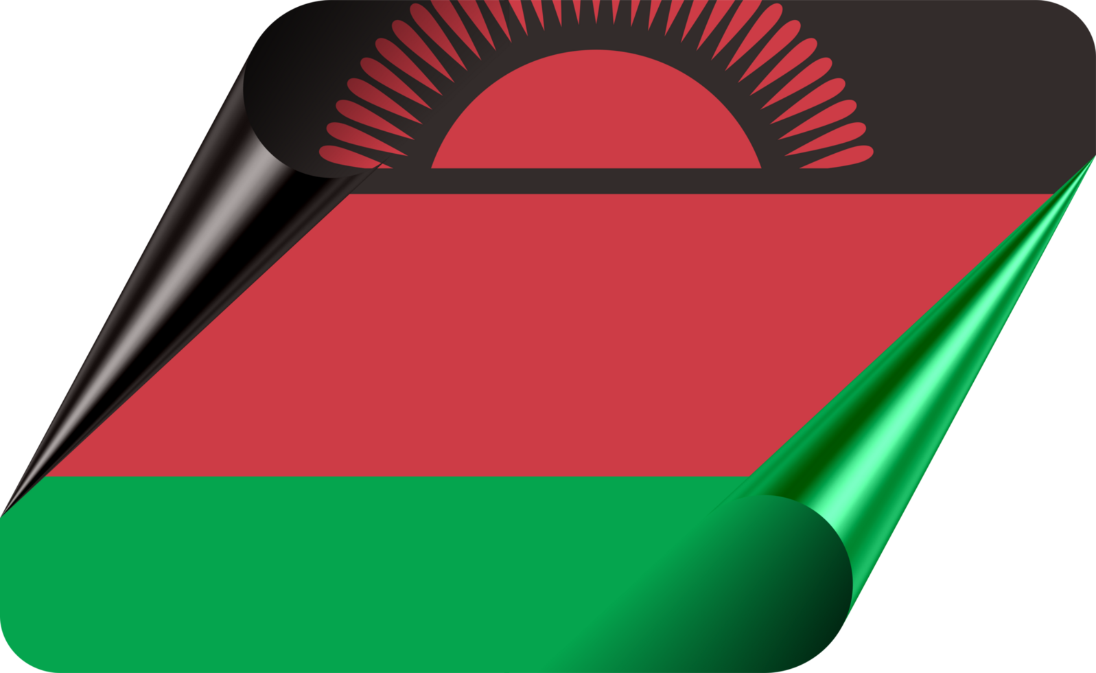 Malawi Flag with Modern Folded Paper Effect png