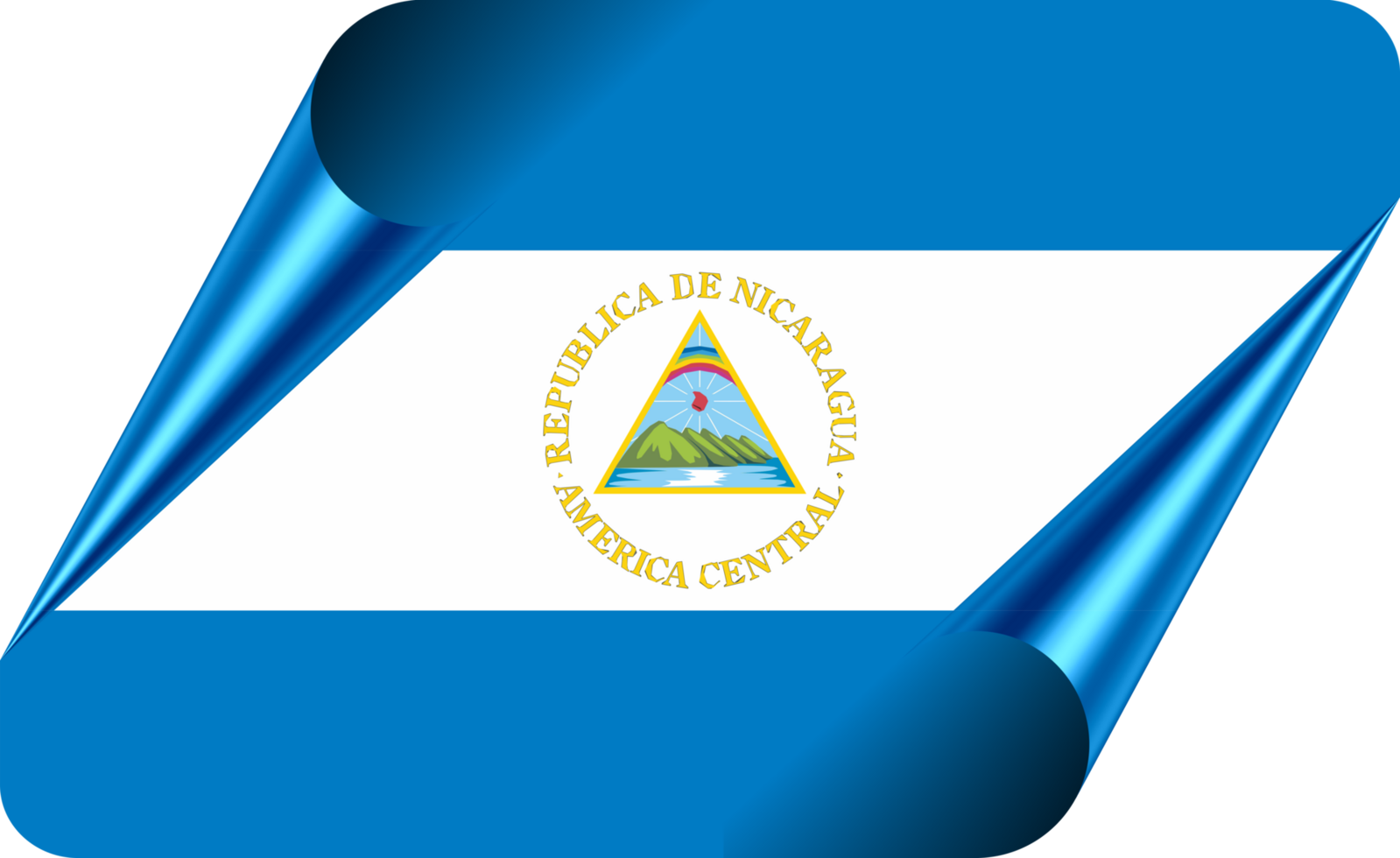 Nicaragua Flag with Modern Folded Paper Effect png