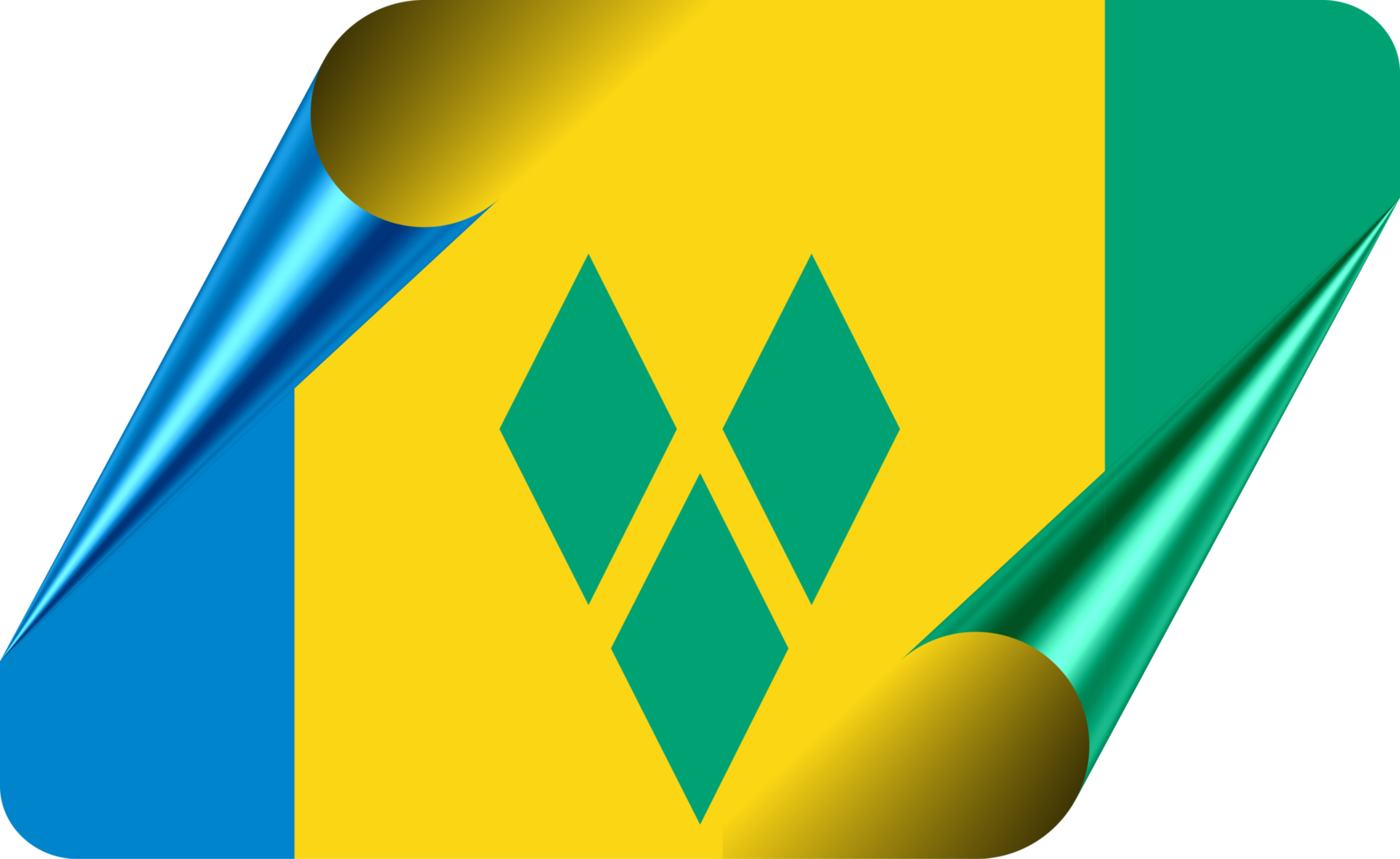 Sainti Vincent and The Grenadines Flag with Modern Folded Paper Effect png