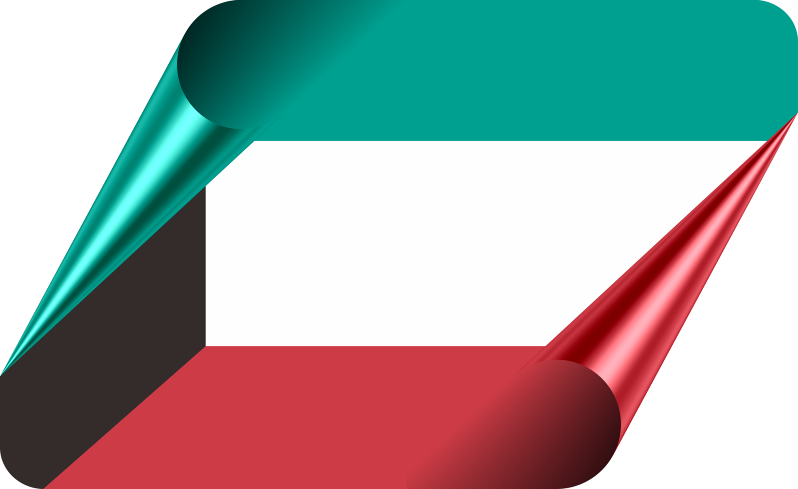 Kuwait Flag with Modern Folded Paper Effect png