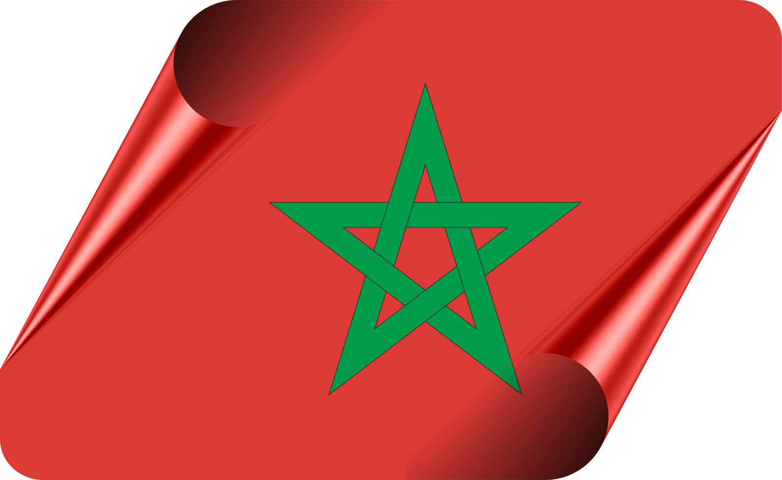 Morocco Flag with Modern Folded Paper Effect png