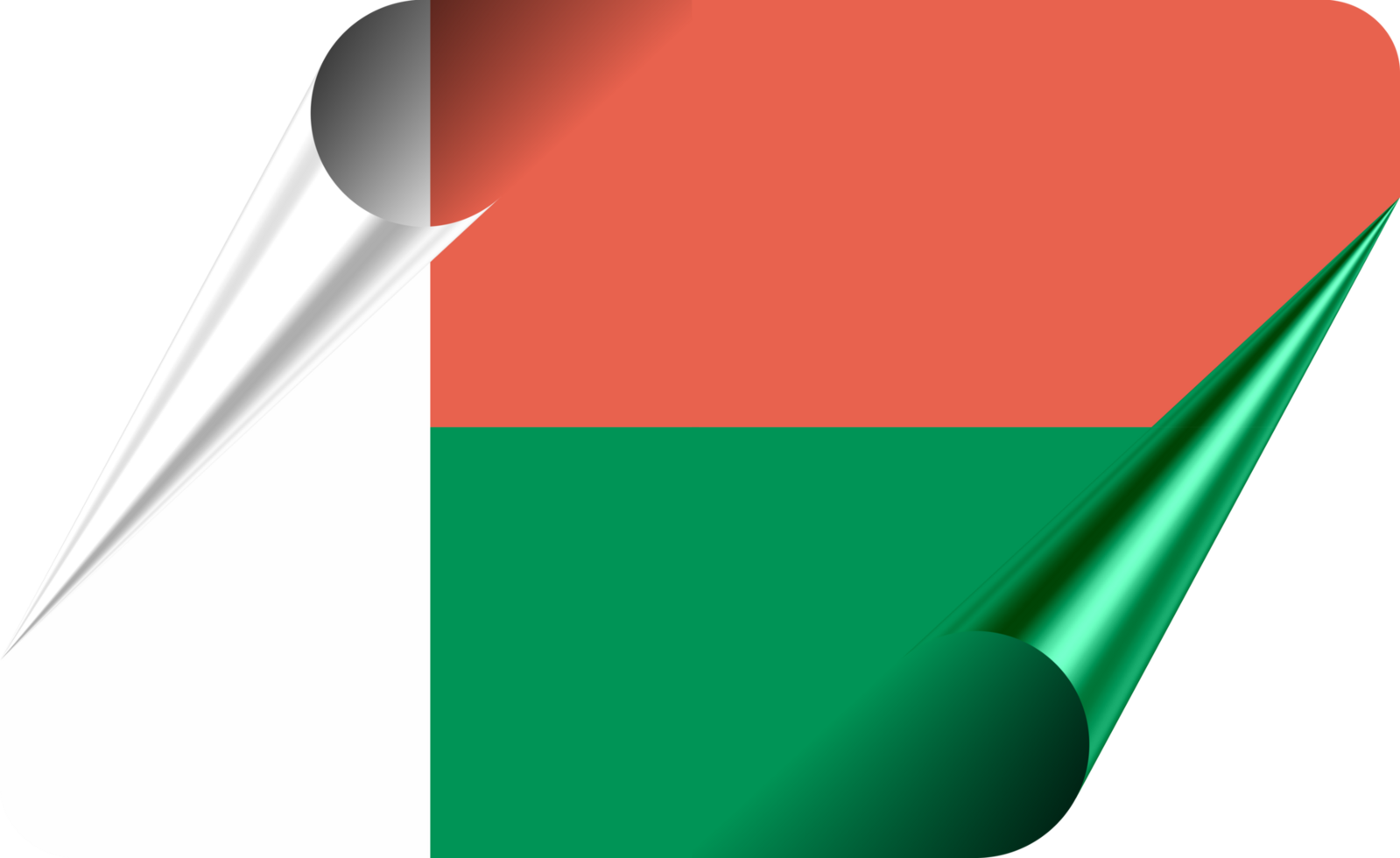 Madagascar Flag with Modern Folded Paper Effect png