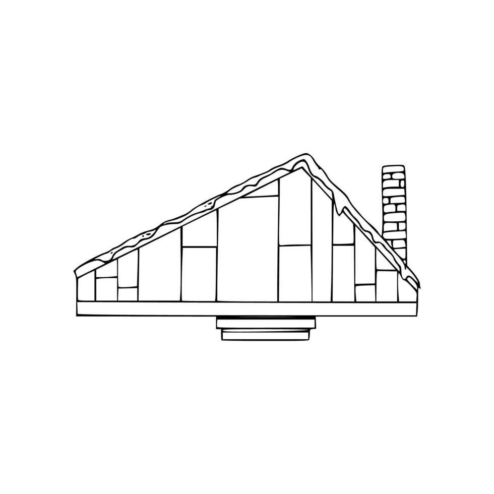 A line drawing of a house with a roof vector