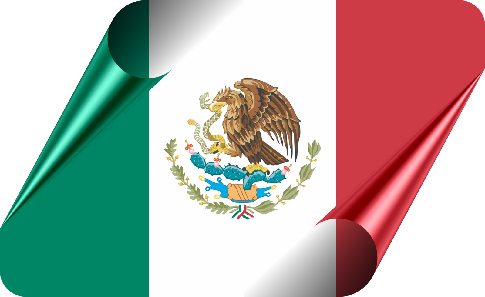 Mexico Flag with Modern Folded Paper Effect png
