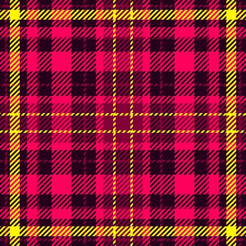 Difficult tartan check, harvest plaid textile texture. List background pattern fabric seamless in bright and black colors. vector