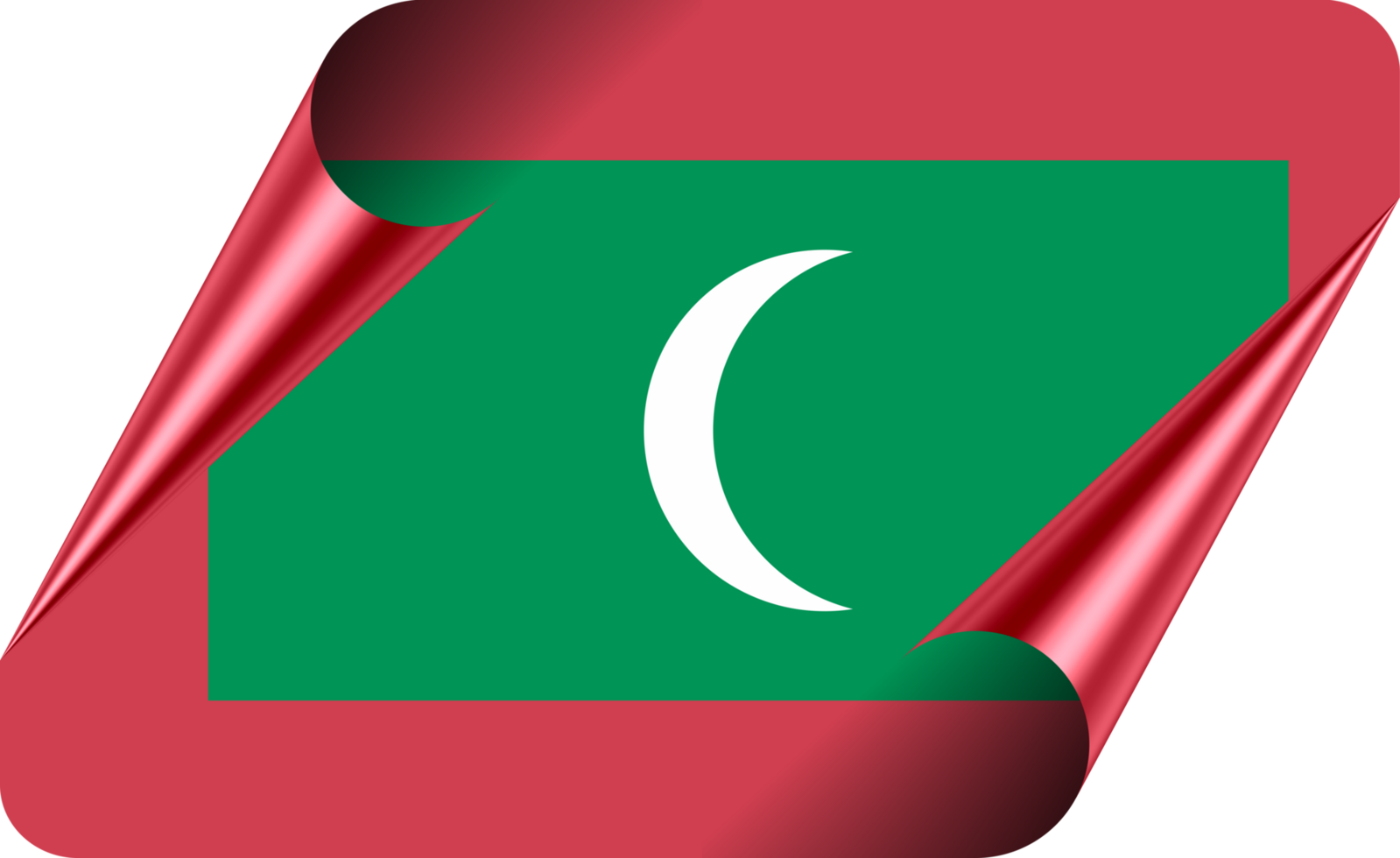 Maldives Flag with Modern Folded Paper Effect png
