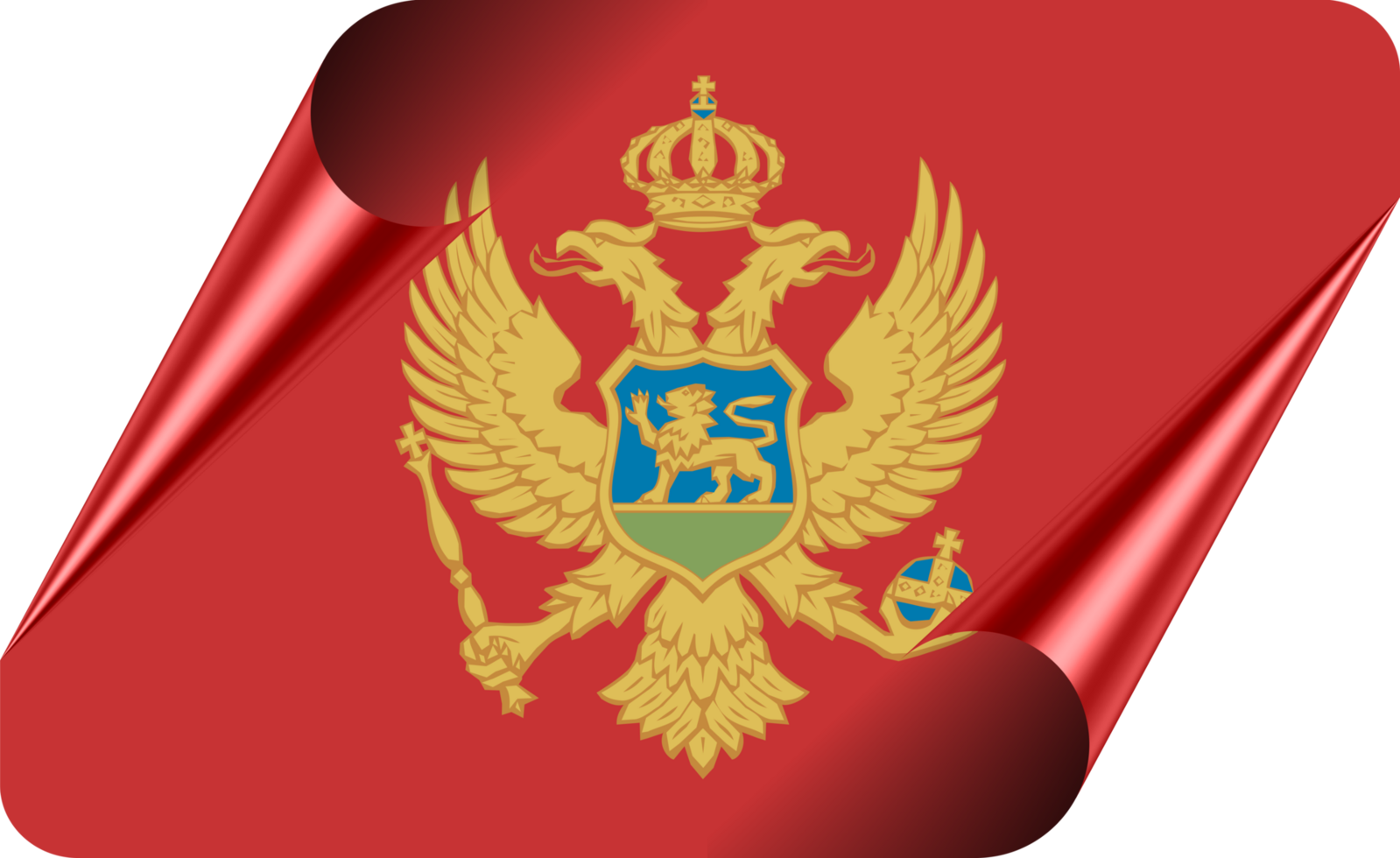 Montenegro Flag with Modern Folded Paper Effect png