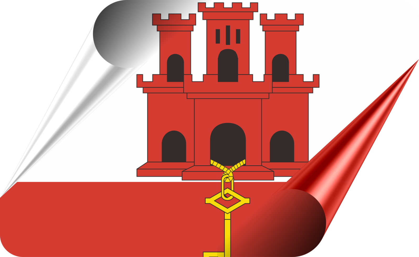 Gibrlatar Flag with Modern Folded Paper Effect png