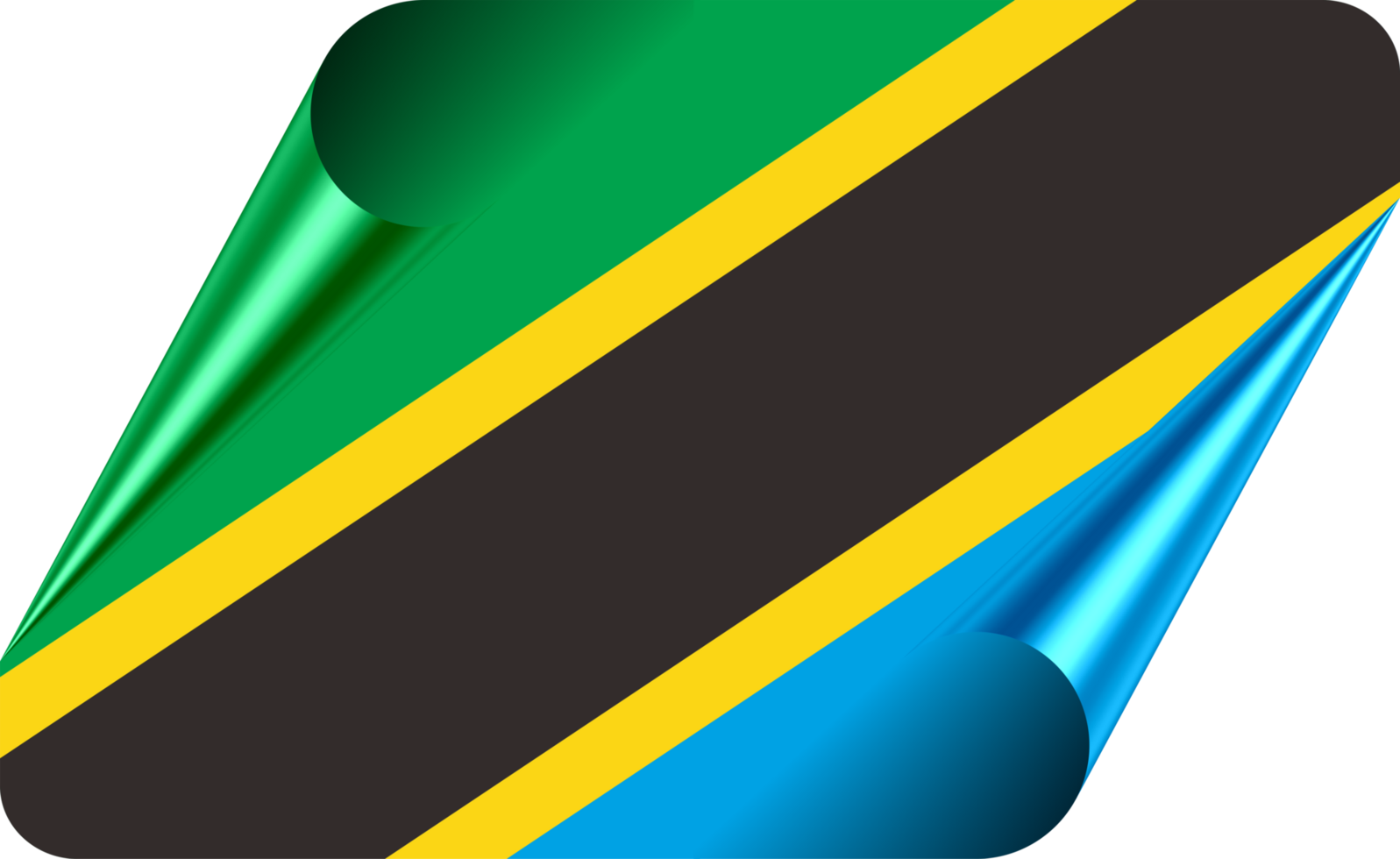 Tanzania Flag with Modern Folded Paper Effect png