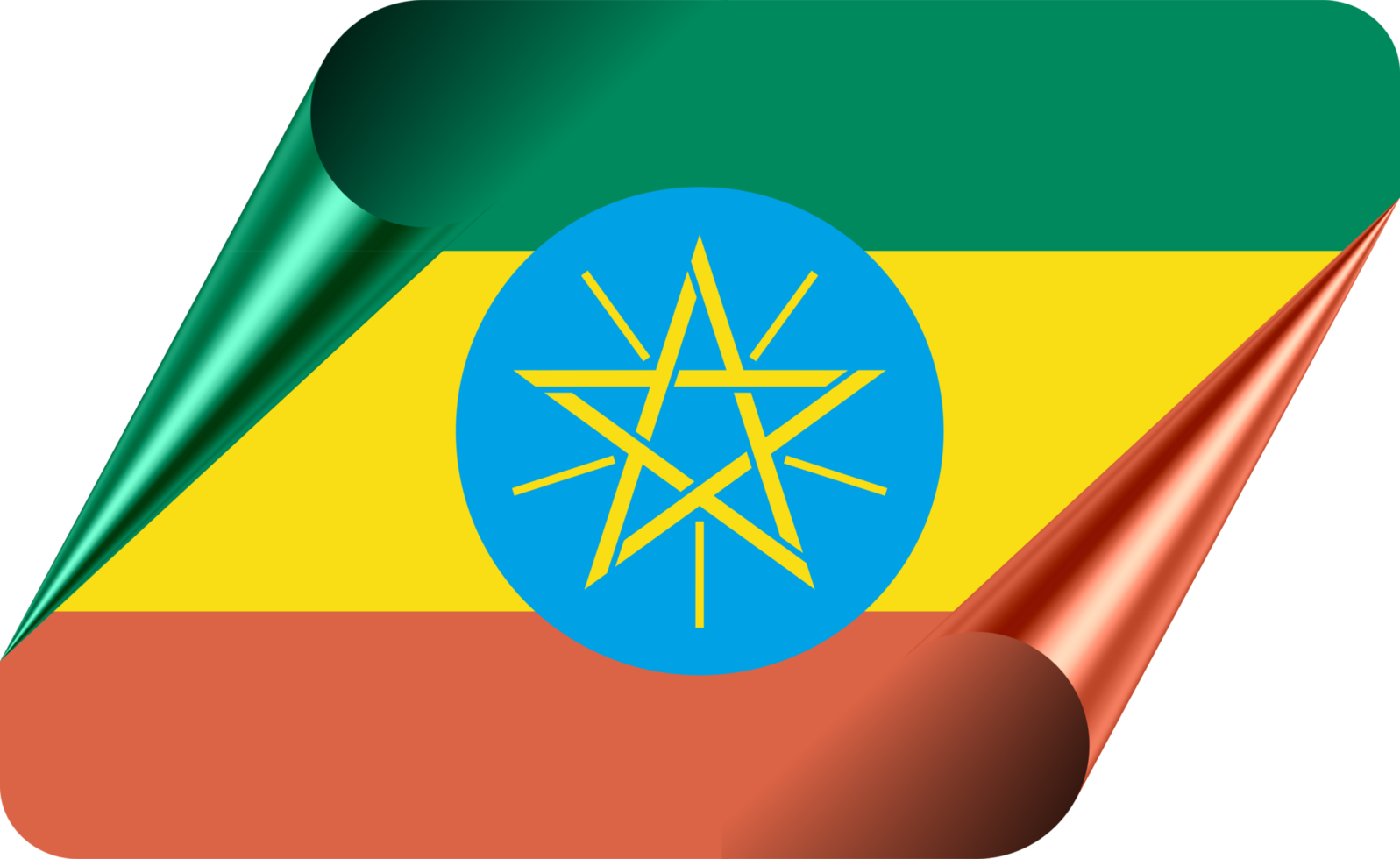 Ethiopia Flag with Modern Folded Paper Effect png
