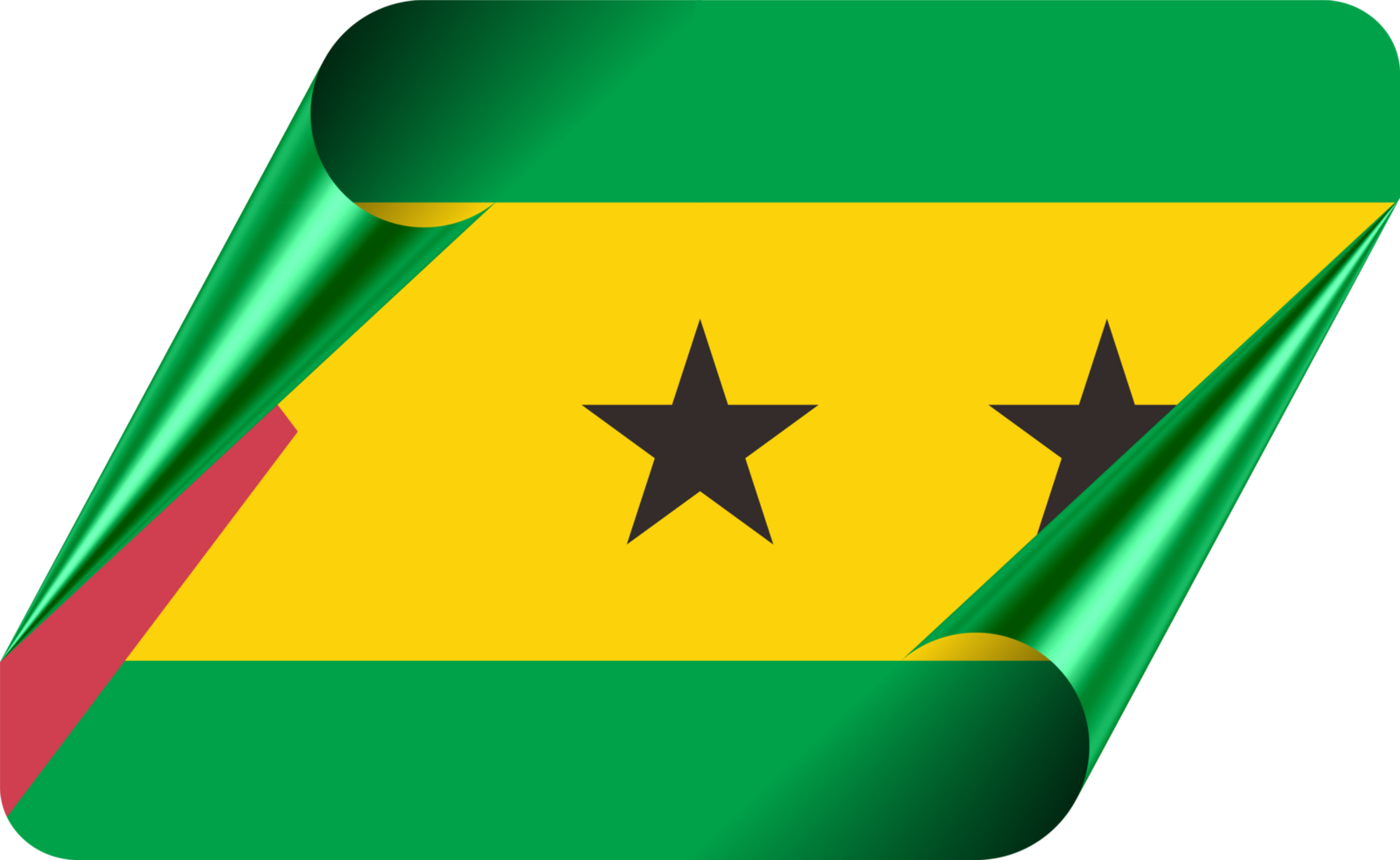 Sao Tome and Pricipe Flag with Modern Folded Paper Effect png