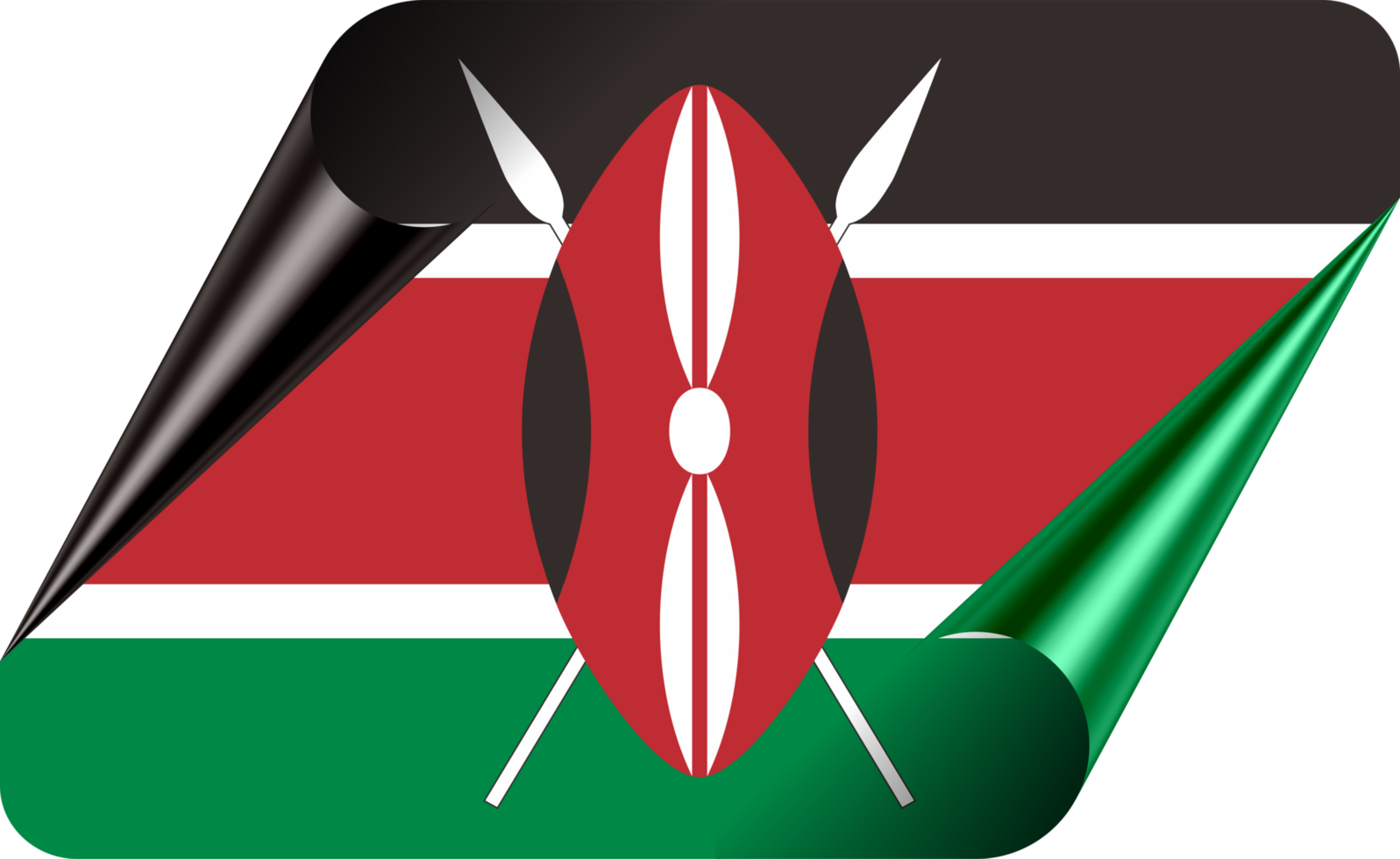 Kenya Flag with Modern Folded Paper Effect png