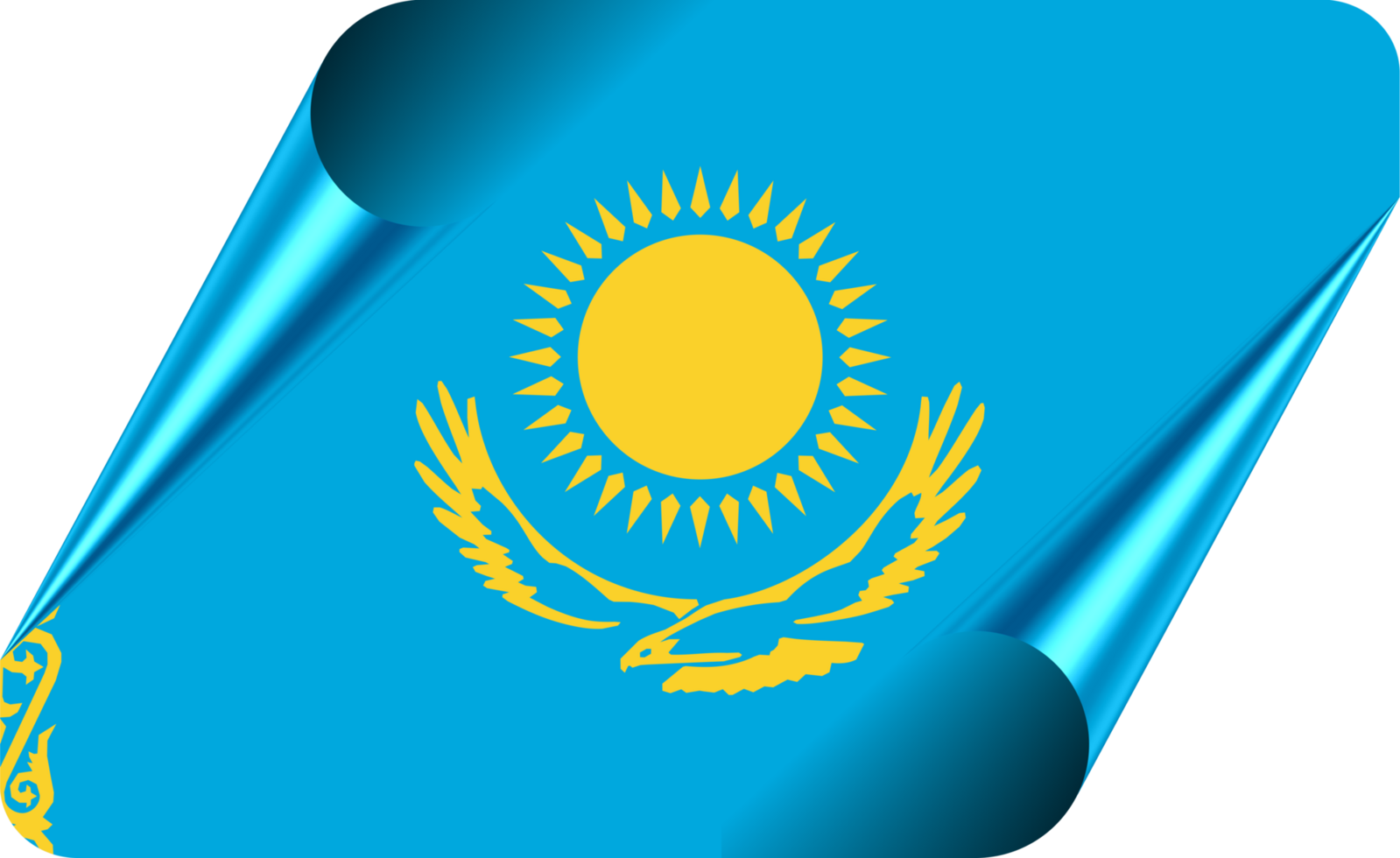 Kazakhstan Flag with Modern Folded Paper Effect png
