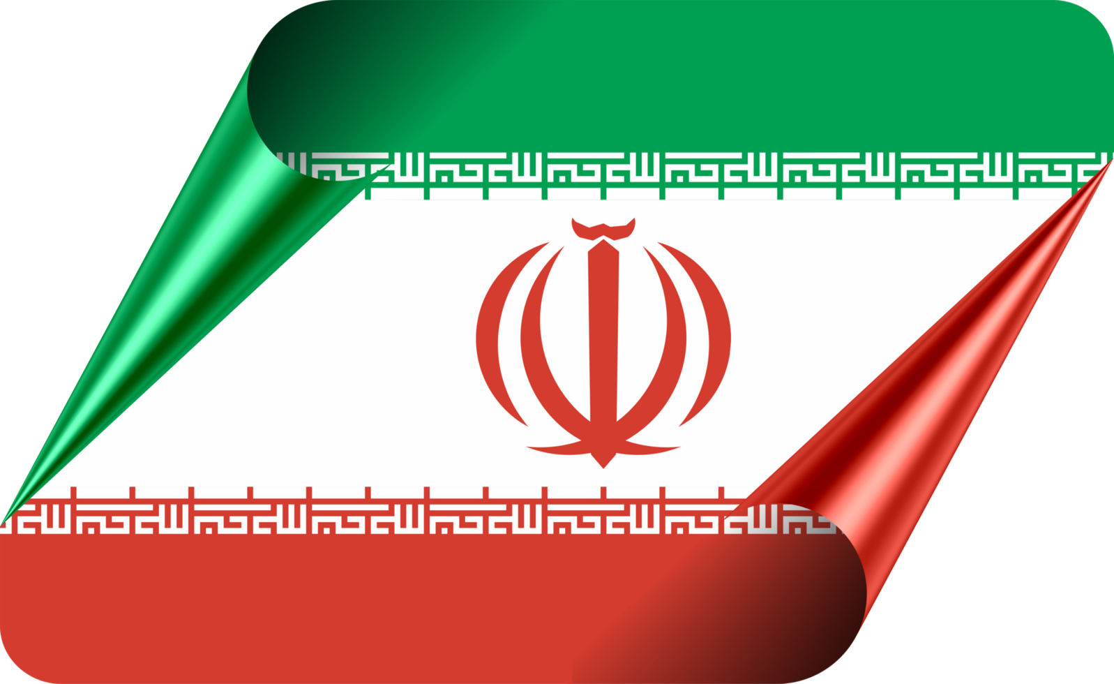 Iran Flag with Modern Folded Paper Effect png
