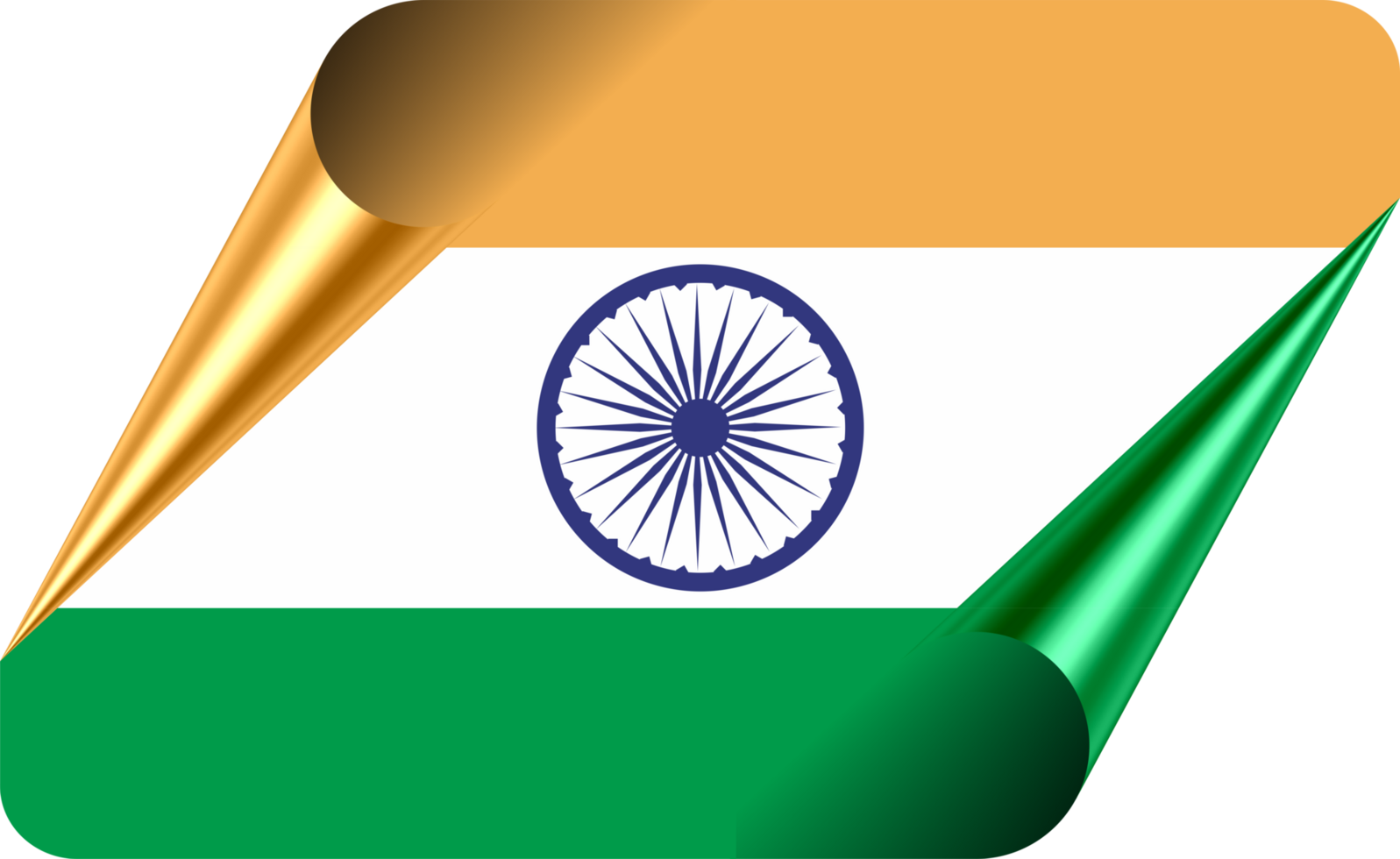 India Flag with Modern Folded Paper Effect png