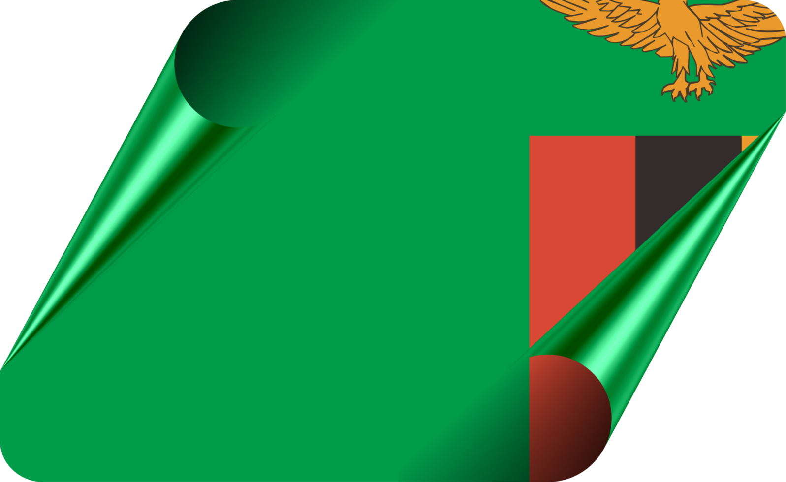 Zambia Flag with Modern Folded Paper Effect png