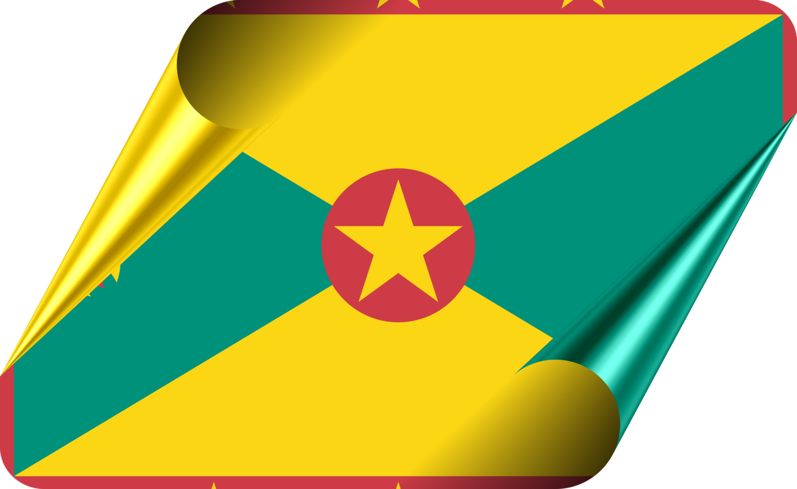 Grenada Flag with Modern Folded Paper Effect png