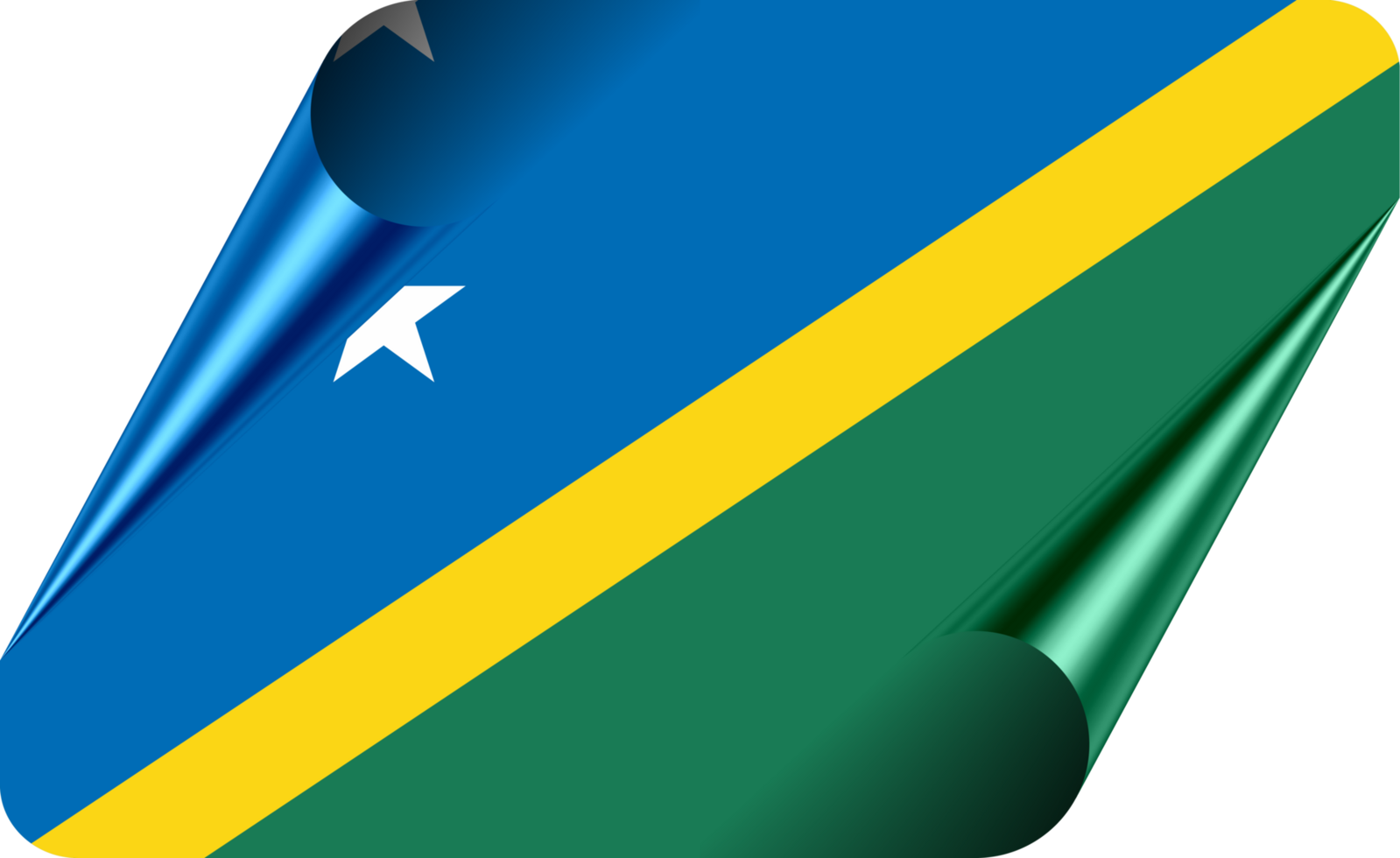 Solomon Islands Flag with Modern Folded Paper Effect png
