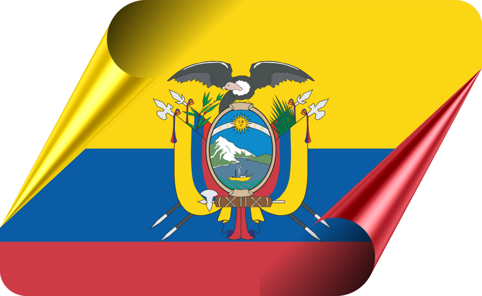 Ecuador Flag with Modern Folded Paper Effect png
